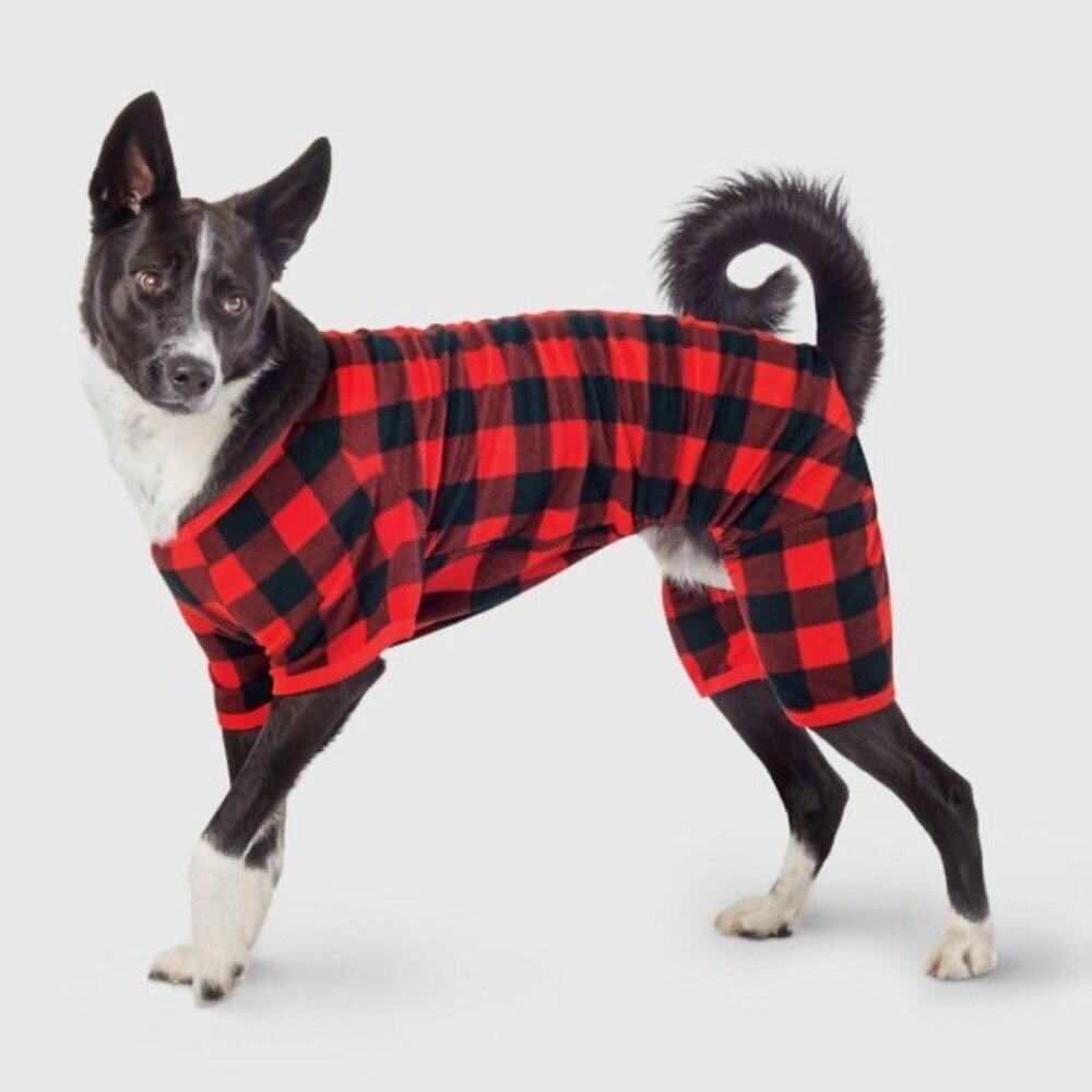 NWT Buffalo Check Matching Family Dog / Cat Pajamas, Black/Red - Wondershop